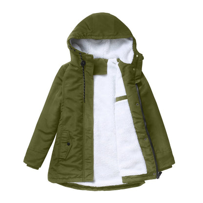 Hooded parka in army green