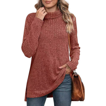 Turtleneck tunic sweater in orange