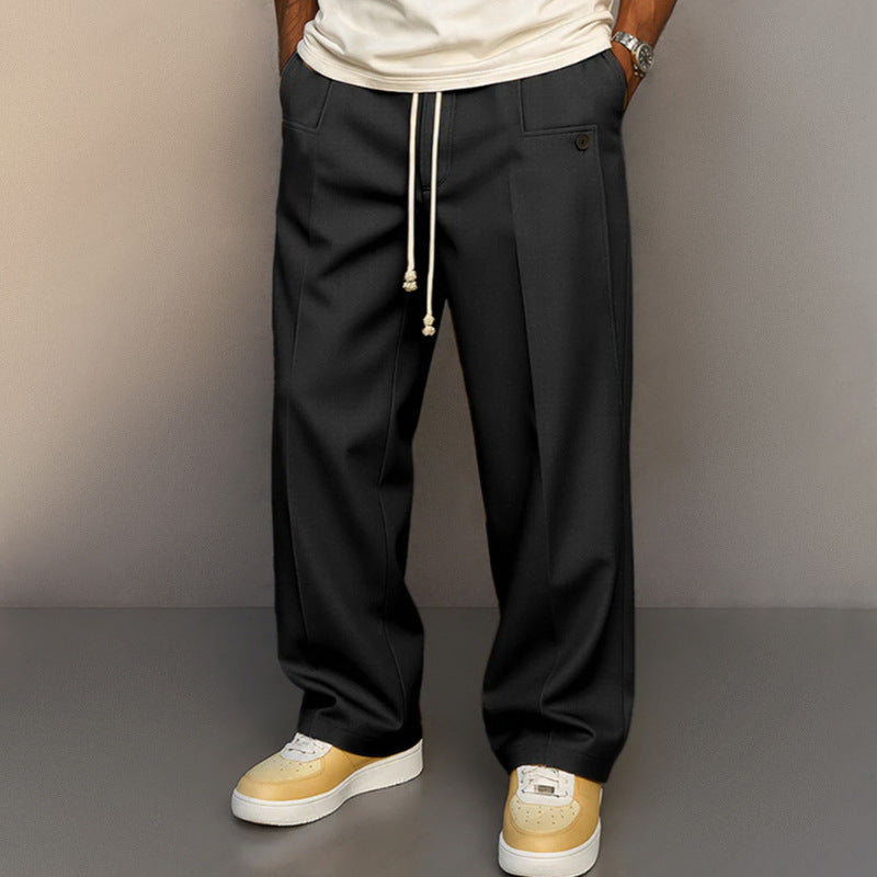 Pantaloni Larghi Uomo con Coulisse Nero