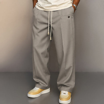 Pantaloni Larghi Uomo con Coulisse Grigio Chiaro
