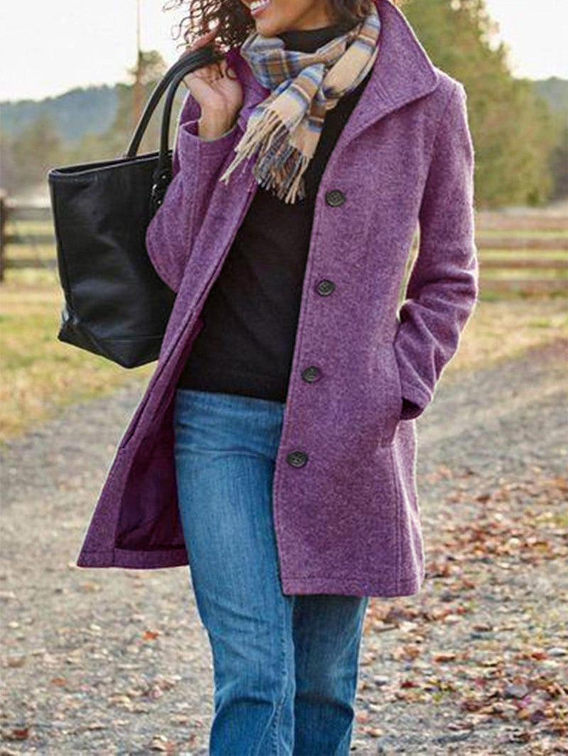 Cappotto Donna Monopetto con Colletto Alto