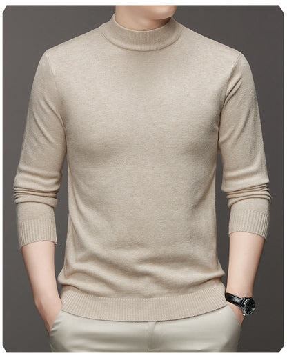 Maglione Collo Alto Uomo Slim Fit Beige