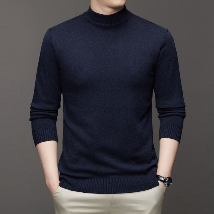 Maglione Collo Alto Uomo Slim Fit Blu Navy