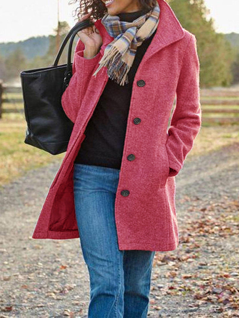 Cappotto Donna Monopetto con Colletto Alto