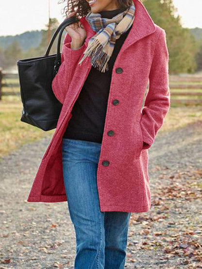 Cappotto Donna Monopetto con Colletto Alto