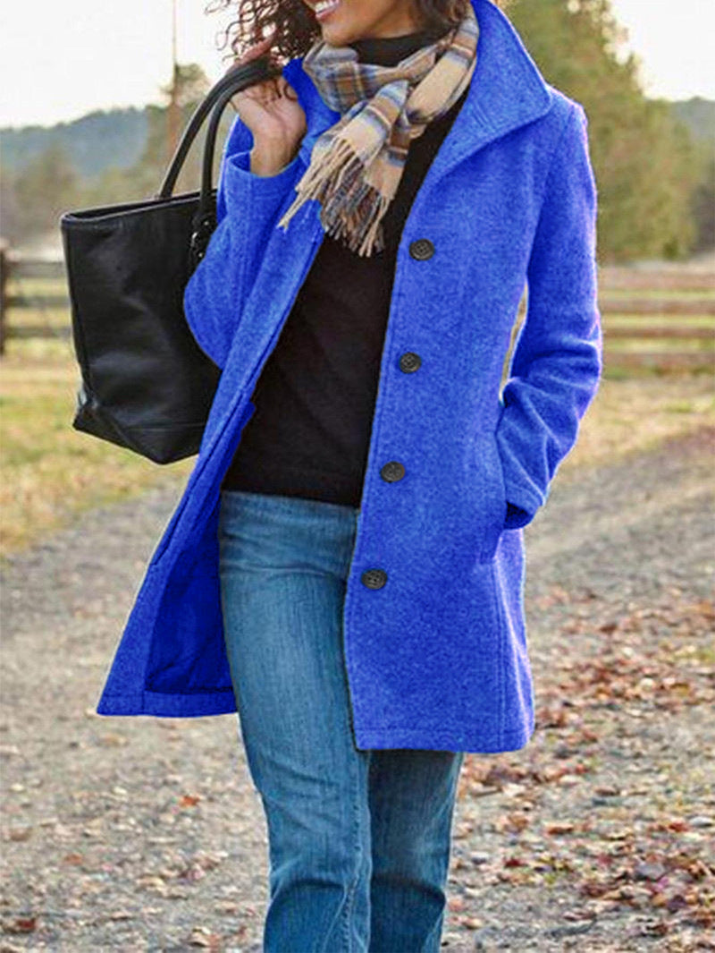 Cappotto Donna Monopetto con Colletto Alto