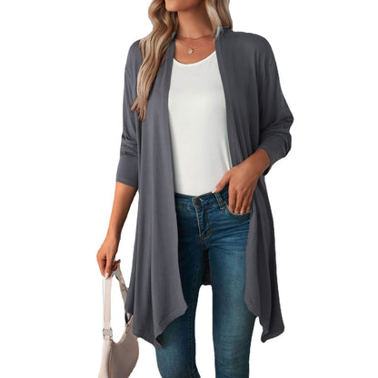 Longline duster cardigan in dark grey
