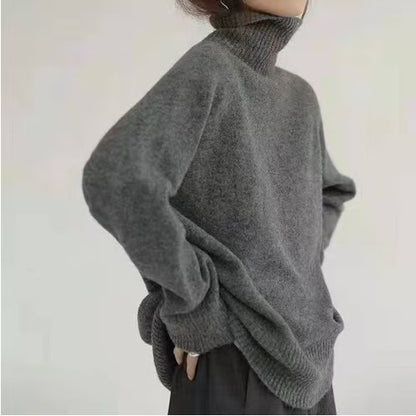Turtleneck pullover sweater in dark grey