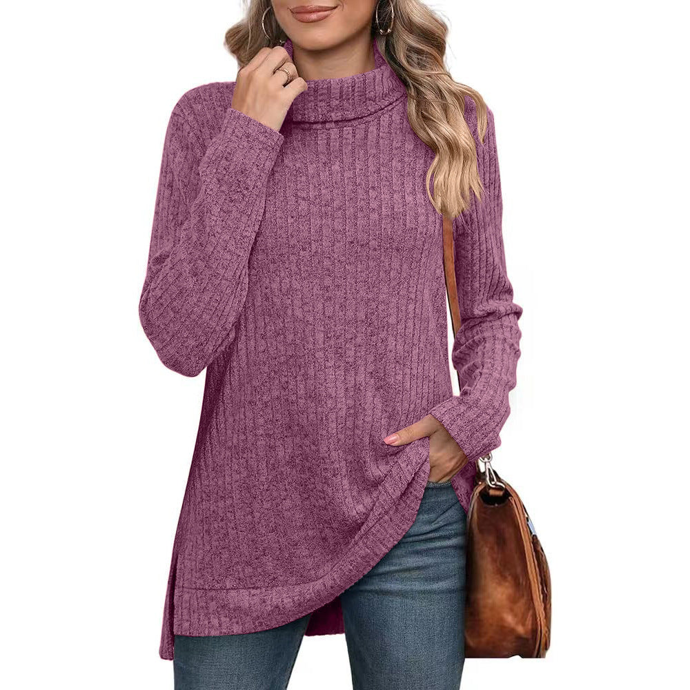 Turtleneck tunic sweater in wine