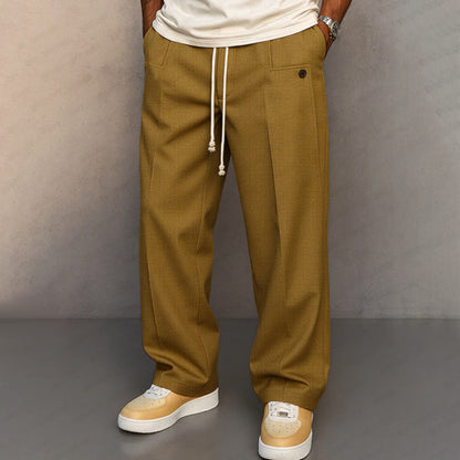 Pantaloni Larghi Uomo con Coulisse Ocra