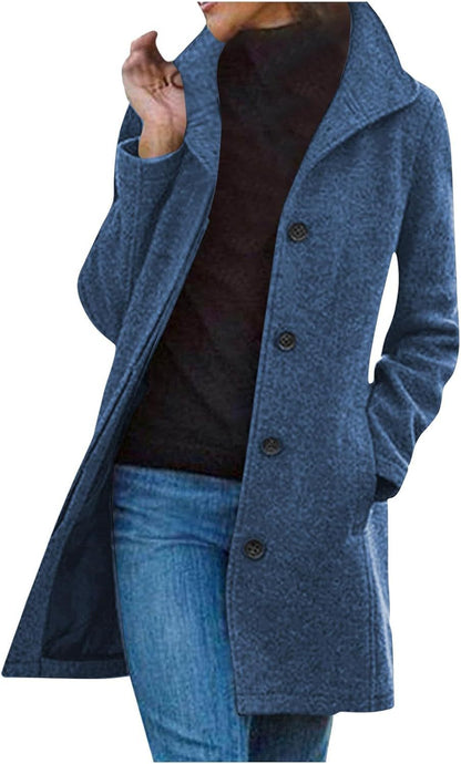 Cappotto Donna Monopetto con Colletto Alto