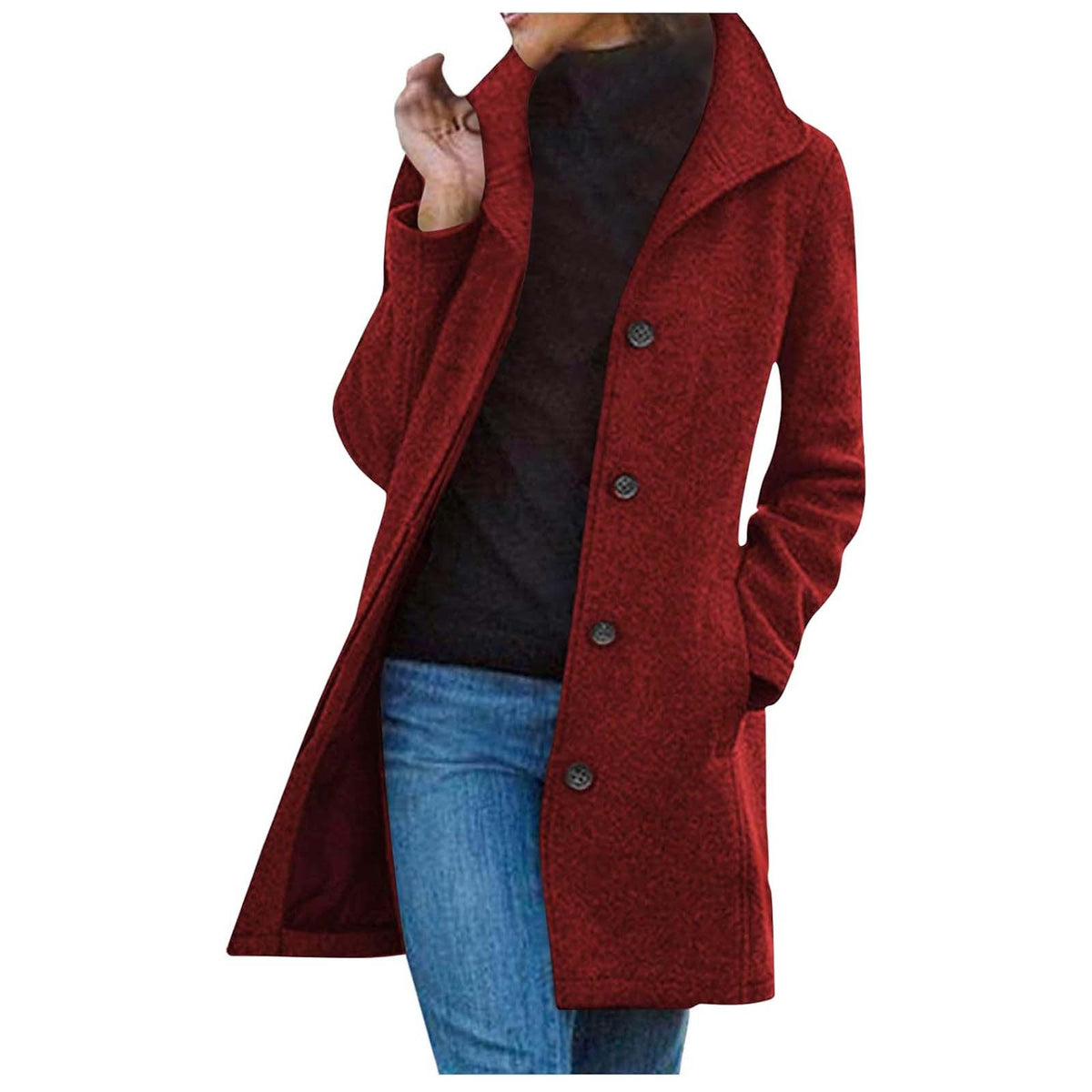 Cappotto Donna Monopetto con Colletto Alto