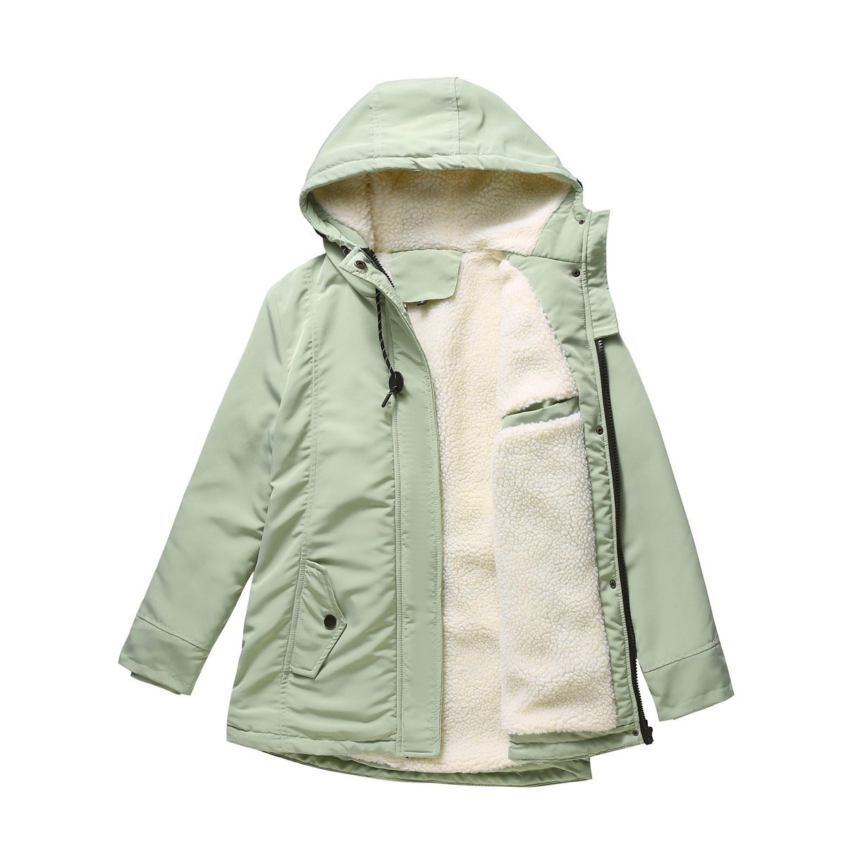 Hooded parka in mint green