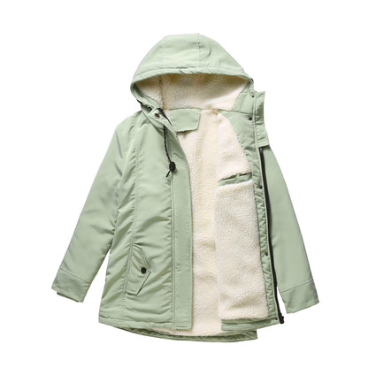 Hooded parka in mint green