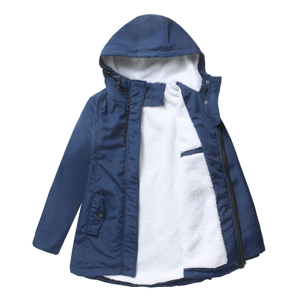 Hooded parka in navy blue