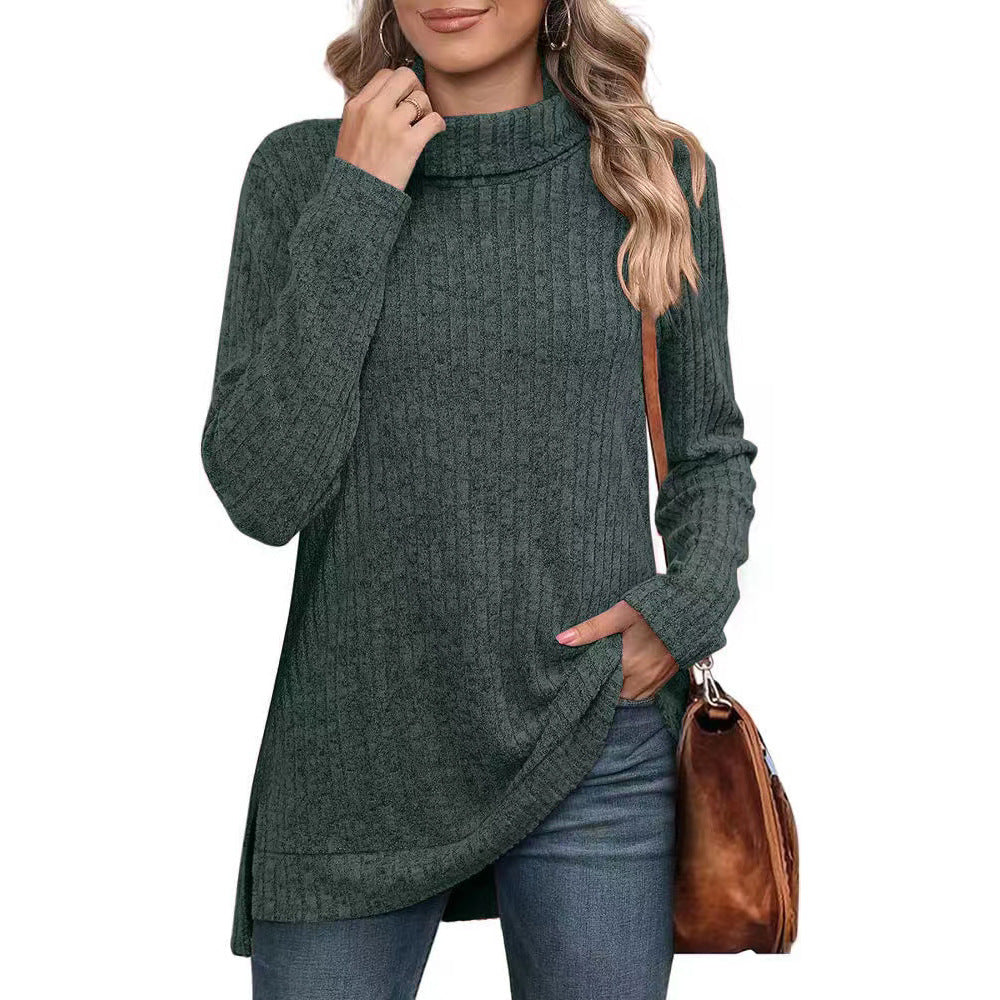 Turtleneck tunic sweater in army green