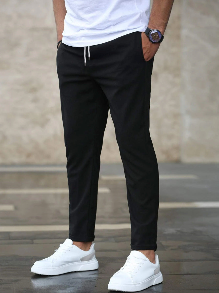 Pantaloni Uomo Elasticizzati Slim Nero