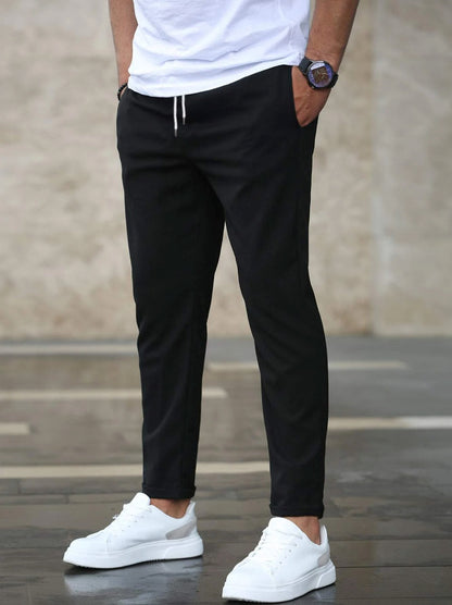 Pantaloni Uomo Elasticizzati Slim Nero
