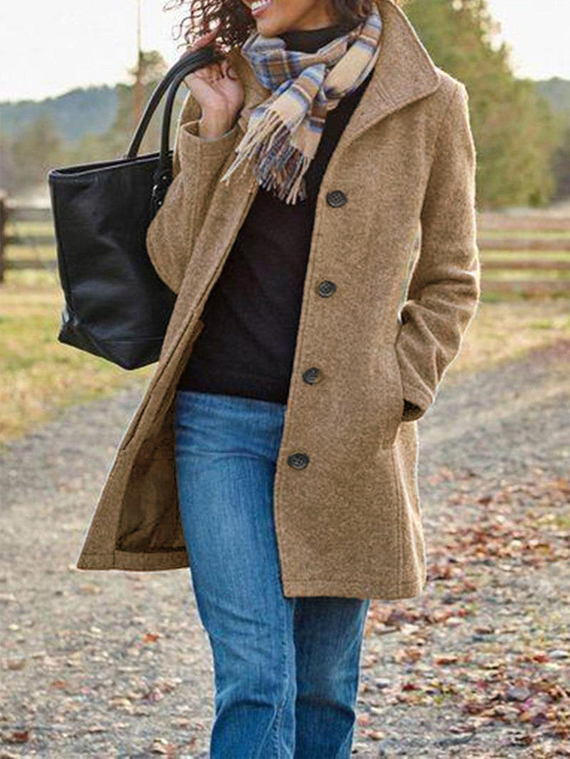 Cappotto Donna Monopetto con Colletto Alto