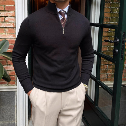 Maglione Uomo Mezza Zip in Maglia Fine