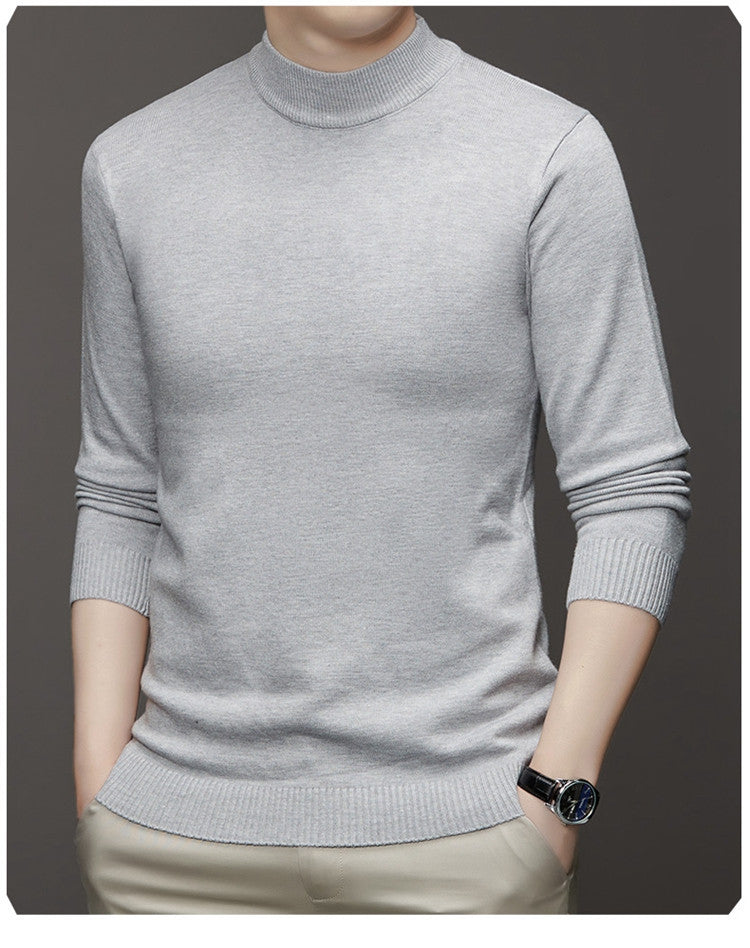 Maglione Collo Alto Uomo Slim Fit Grigio Chiaro