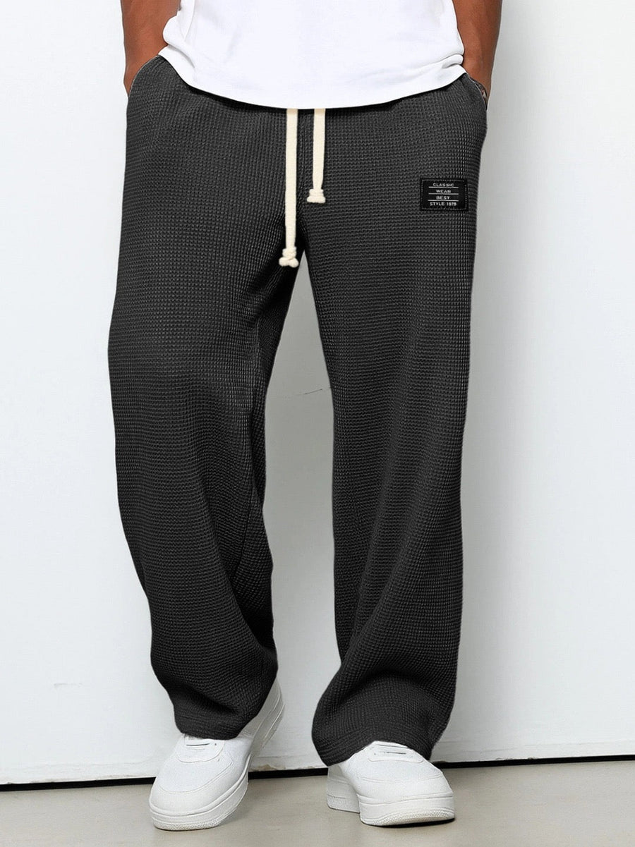 Pantaloni della Tuta Uomo in Maglia Waffle Nero