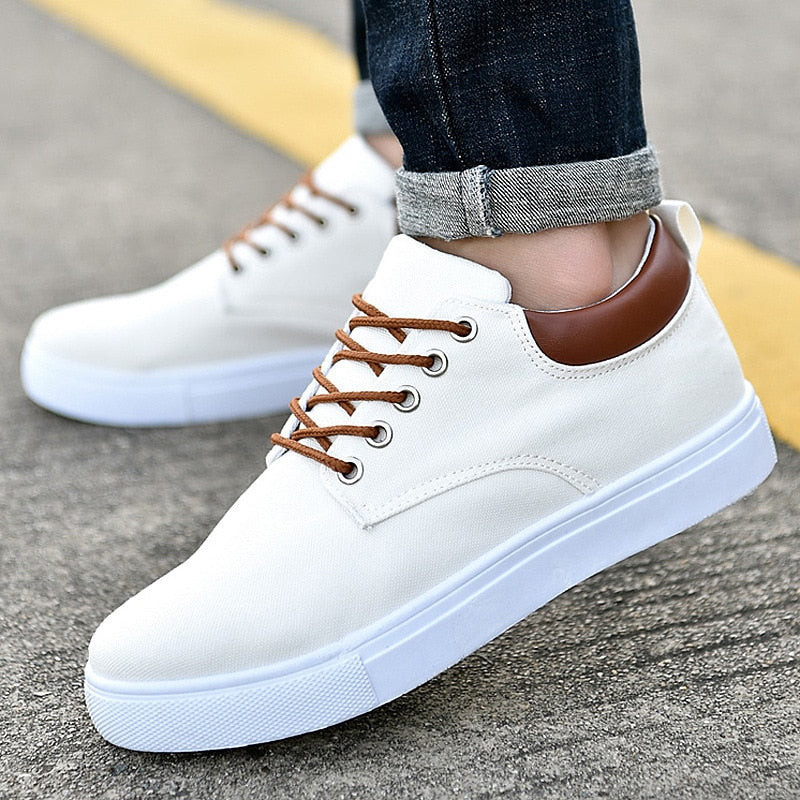 Sneakers Uomo in Tela Stringate Bianco
