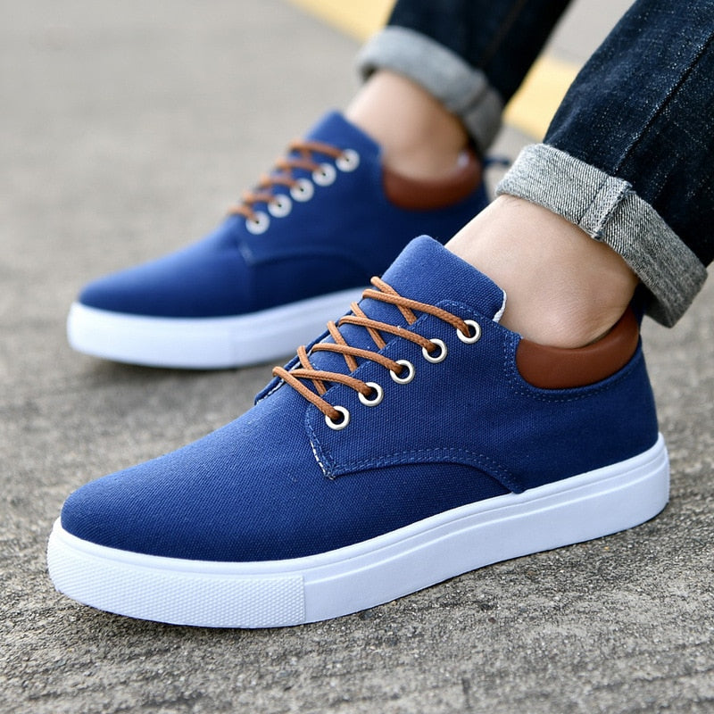 Sneakers Uomo in Tela Stringate Blu
