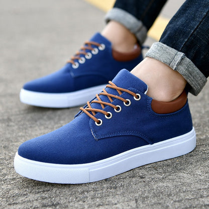 Sneakers Uomo in Tela Stringate Blu