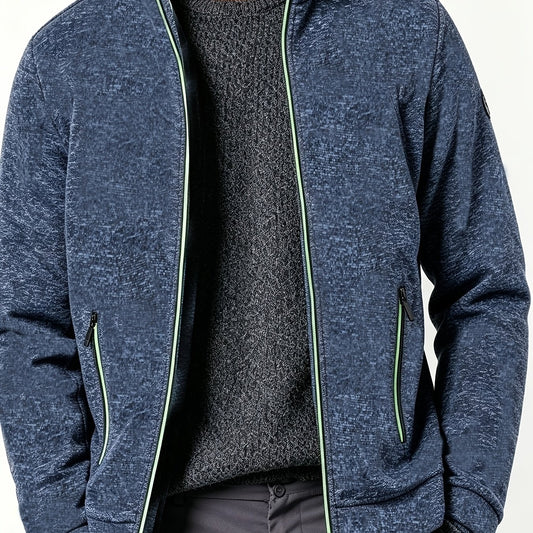 Felpa con Zip Uomo in Maglia Melange Blu Navy
