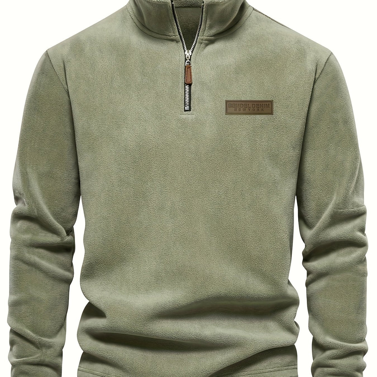 Felpa Uomo con Mezza Zip in Pile Salvia