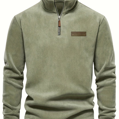 Felpa Uomo con Mezza Zip in Pile Salvia