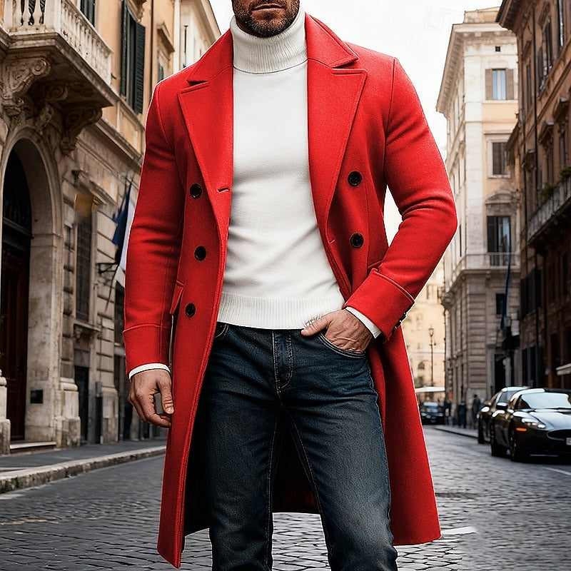 Cappotto lungo uomo doppiopetto indossato