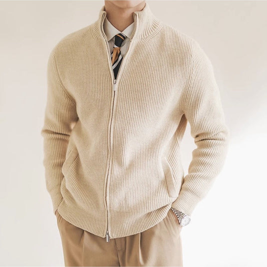 Cardigan Uomo in Maglia a Coste Larghe