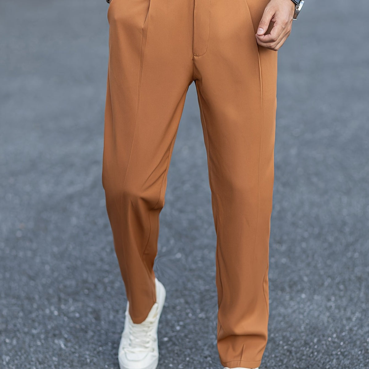Pantaloni Eleganti Uomo con Pince Cuoio