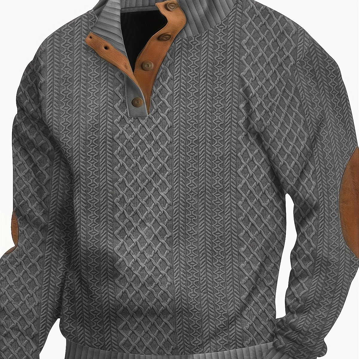 Maglione Uomo con Collo Alto e Bottoni Grigio Scuro