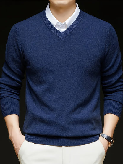 Maglione Uomo Scollo a V in Maglia Liscia