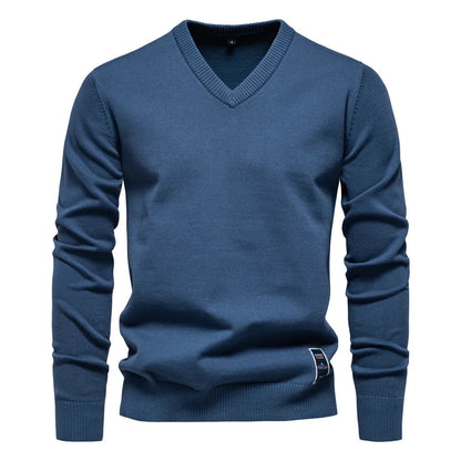Maglione Uomo con Scollo a V Blu