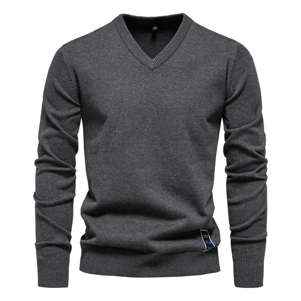 Maglione Uomo con Scollo a V Grigio Scuro