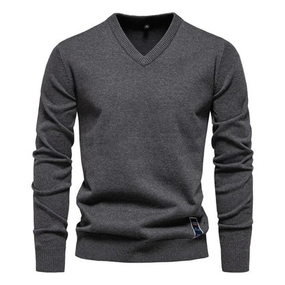 Maglione Uomo con Scollo a V Grigio Scuro