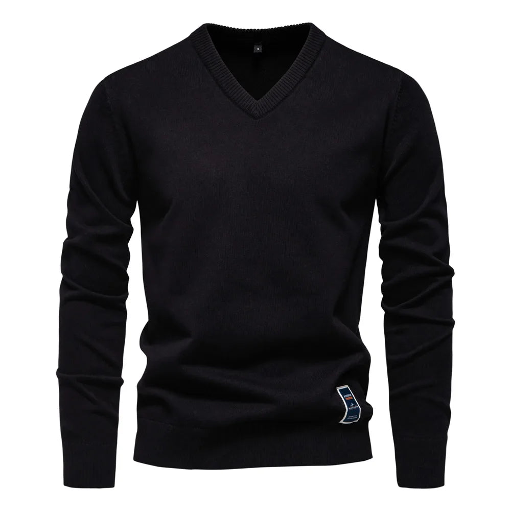 Maglione Uomo con Scollo a V Nero