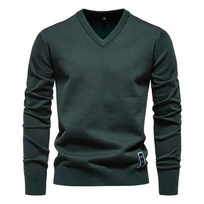 Maglione Uomo con Scollo a V Verde Scuro