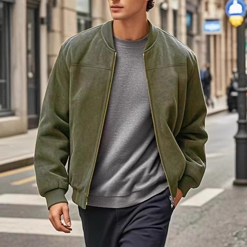 Giubbotto Bomber Uomo Effetto Camoscio