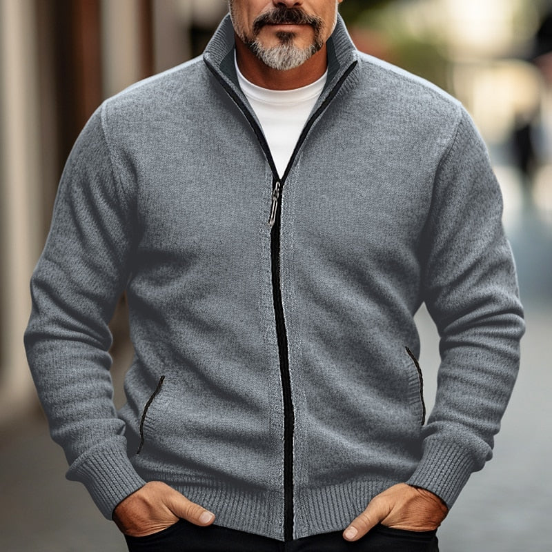 Cardigan Elegante Uomo con Zip Intera