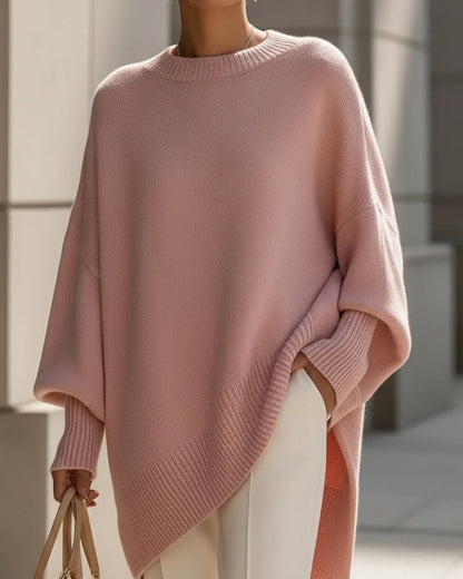 Maglione donna, dettaglio orlo asimmetrico