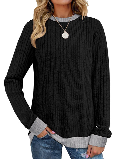 Crewneck pullover sweater in black