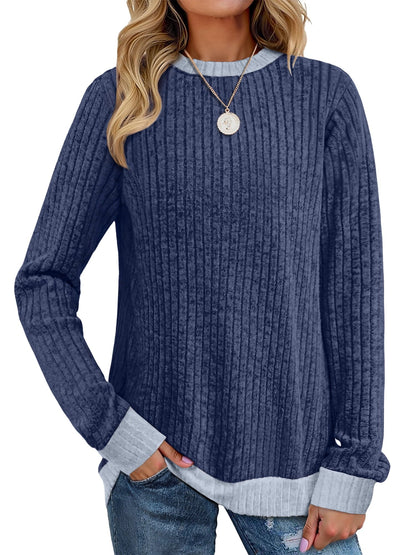 Crewneck pullover sweater in navy