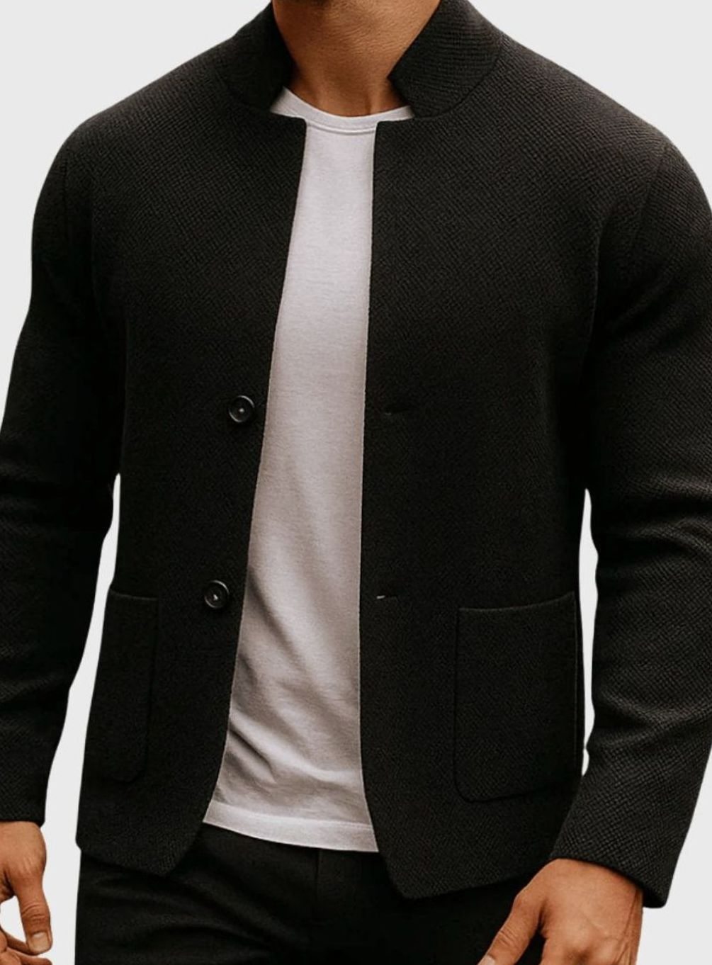 Giacca in maglia uomo, vista laterale