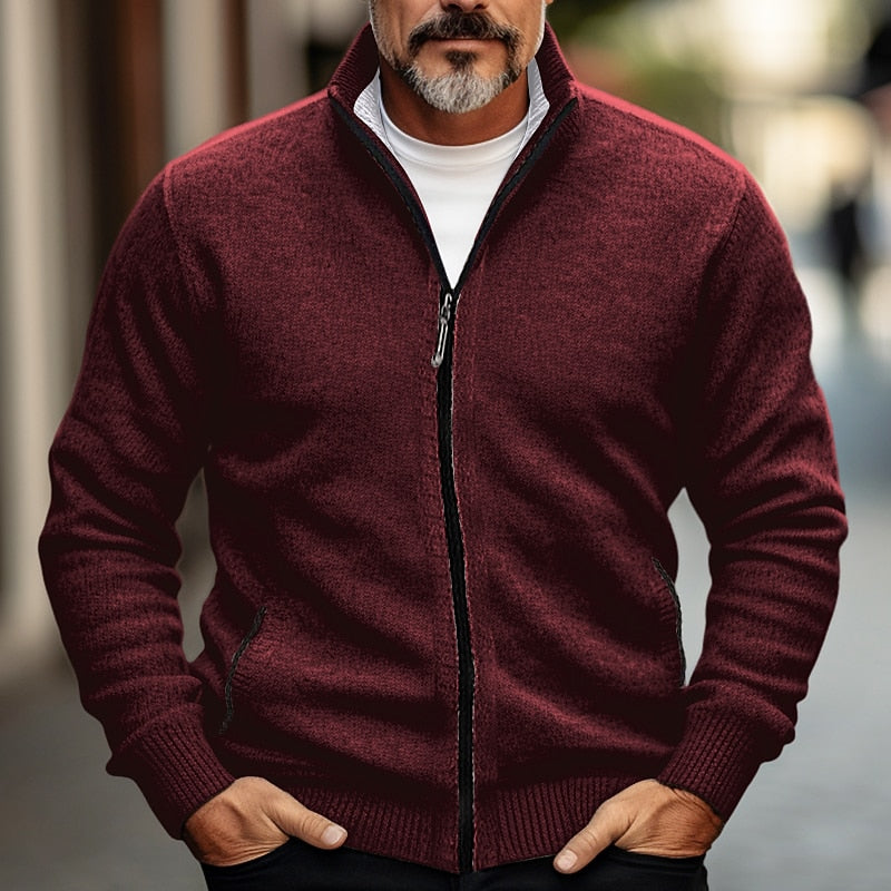 Cardigan Elegante Uomo con Zip Intera