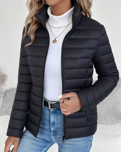 Quilted puffer jacket in black